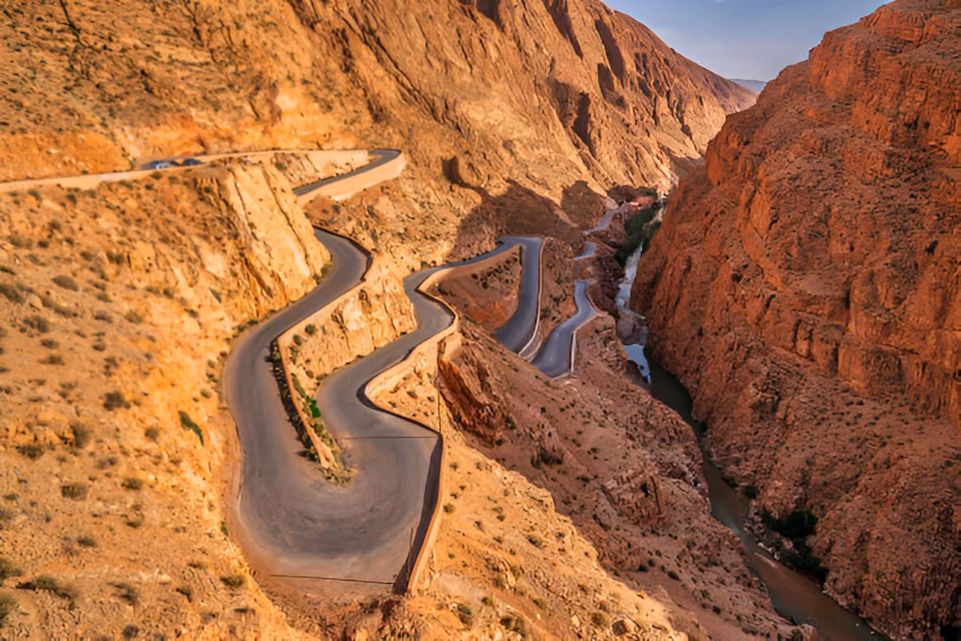 Impressive road cutting through the Todra gorge